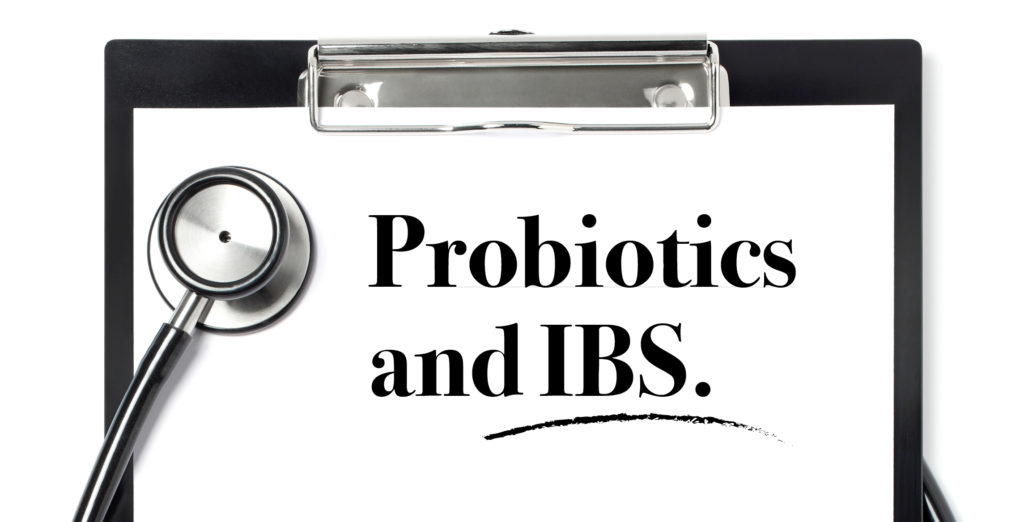 probiotics and IBS written on a paper on a clipboard.