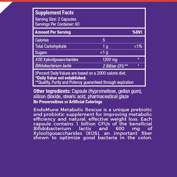 EndoMune Metabolic Rescue Ingredients Label