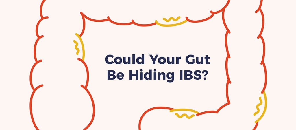 Vector illustration of the large intestine. Text on image reads "Could Your Gut Be Hiding IBS?"