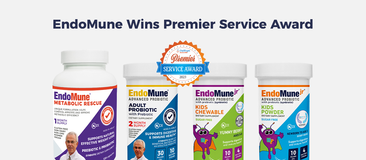 EndoMune Advanced Probiotics presented with 2023 Premier Service Award Seal for Nutrition by CityOf.com